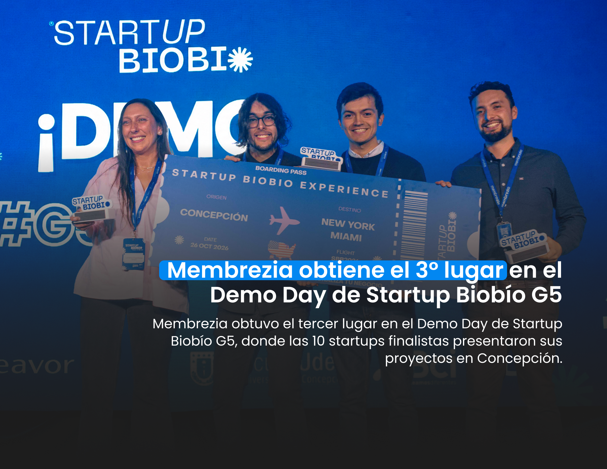 Membrezia obtiene el tercer lugar en el Demo Day de Startup Biobío G5